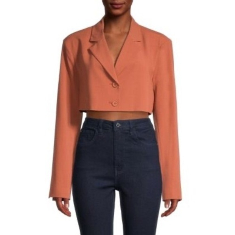 NWOT WeWoreWhat Burnt Orange Rust Cropped 2 Button Closure‎ Blazer - S